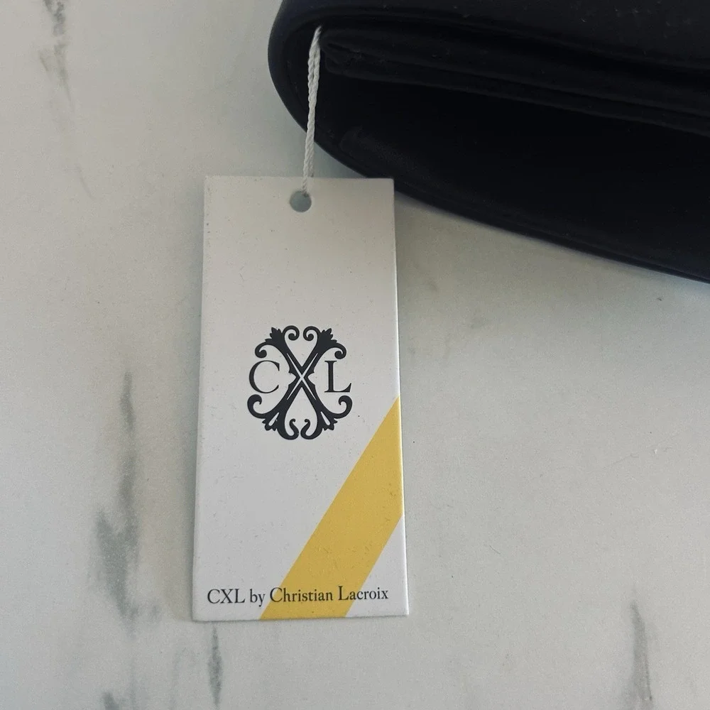 Clutch CXL By Christian‎ Lacroix Logo Black Clutch NO CHAIN Snap New $78 MSRP